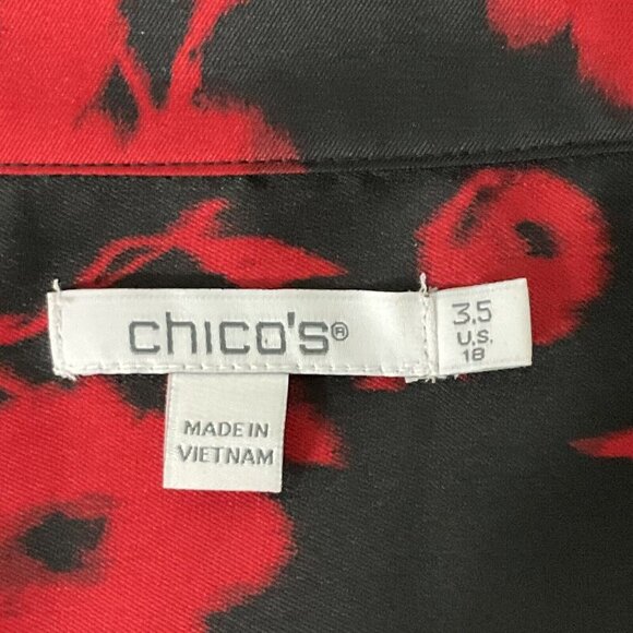 Chico's Top Women XL (3/5) Dark Floral Long Sleeve Button‎ Up Boho Career - Picture 3 of 14